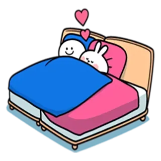 ❤️ Dibujo animado, Cama, Amor, Lindo, Pareja, Sueño, Corazón telegram sticker