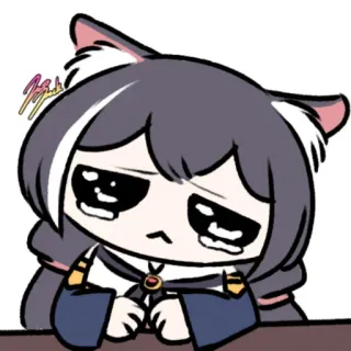 ❤️ anime, sad, crying, cat, kawaii, emotion, cartoon telegram sticker