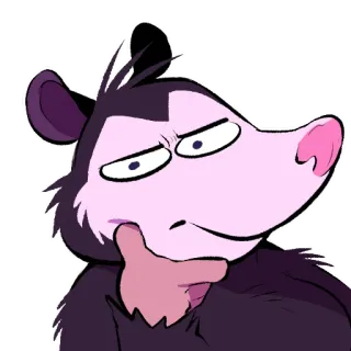🤔 opossum, cartoon, animal, illustration, thinking, cute whatsapp sticker