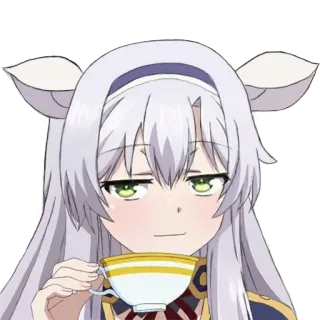 😏 Аниме, Девушка, Чай, Пьет, Мило, Мем telegram sticker