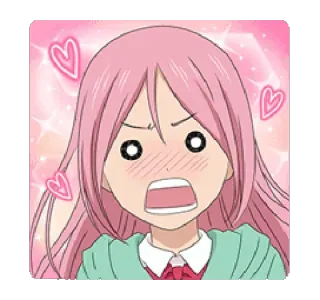 😍 Anime, Chica, Corazones, Emocionada, Pelo rosa telegram sticker