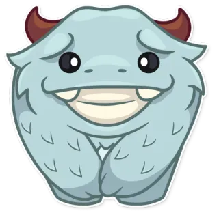 😅 mostro, carino, cartone animato, amichevole, yeti, mostro di neve whatsapp sticker