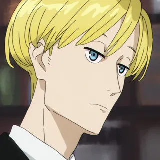 🚬 anime, tóc vàng, chân dung, bình tĩnh, nhân vật telegram sticker