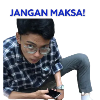🤔 JANGAN MAKSA! Osoba, Mężczyzna, Nastolatek, Okulary, Na co dzień, Indonezyjski telegram sticker