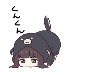 🤔 くんくん Anime, Mignon, Fille, Oreilles d'animaux, Sweat à capuche, Dessin animé, Chibi telegram sticker