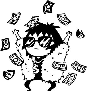 💸 money, cash, dollar, wealth, rich, success, cartoon whatsapp sticker