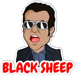 😈 BLACK SHEEP cartone animato, pecora nera, occhiali da sole, uomo telegram sticker