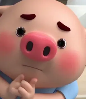 🐽 cochon, pensif, dessin animé, mignon, animal, expression telegram sticker