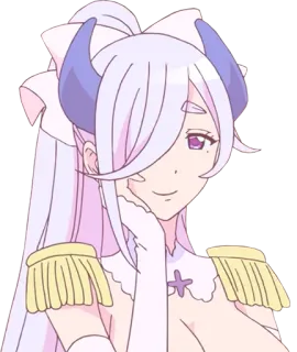 ☺️ Anime, Postać, Rogi, Fioletowy, Białe włosy, Sukienka telegram sticker
