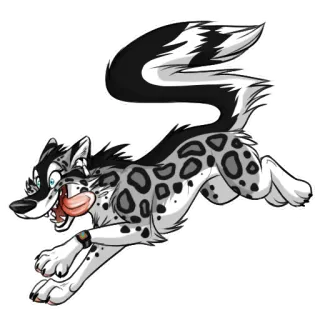 🏃‍♀️ gambá, animal, desenho animado, furry, estampa de leopardo, correndo telegram sticker