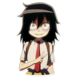 😥 Tomoko Kuroki Watamote อนิเมะ, มังงะ, ผู้หญิง, สัญลักษณ์สันติภาพ whatsapp sticker