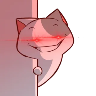 😏 gato, desenho animado, assustador, sorrindo, olhos vermelhos telegram sticker