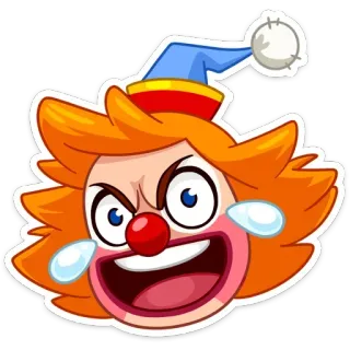 😂 Clown, colérique, pleurs, émotions, dessin animé, visage, emoji whatsapp sticker