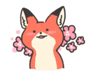 🌸 狐狸, 动物, 可爱, 樱花, 卡哇伊 telegram sticker