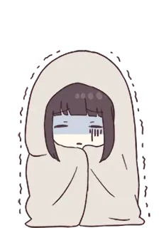 😨 Q版, 动漫, 难过, 毯子, 可爱, 数字艺术 telegram sticker