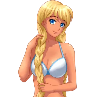 😏 Dziewczyna anime, Bikini, Blondynka, Kreskówka telegram sticker
