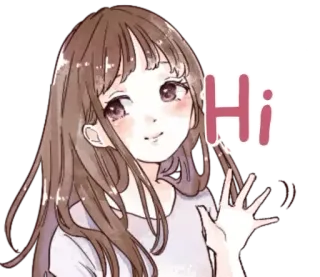 👋 Hi saludo, hola, lindo, chica, anime, dibujos animados telegram sticker