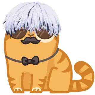 😎 고양이, 선글라스, 콧수염, 나비 넥타이, 애완 동물, 동물 telegram sticker