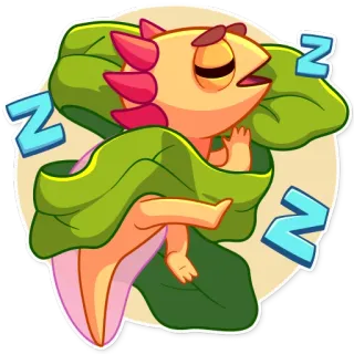 😴 Z assonnato, dormire, lucertola, animale, cartone animato telegram sticker