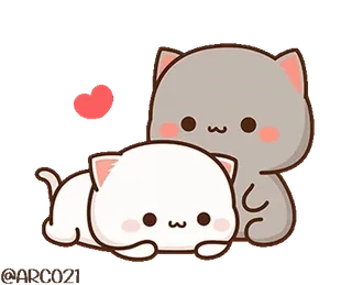 ๐ cat, cute, kawaii, animals, love, heart, cartoon telegram sticker