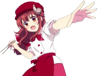 🖐 Shamiko Machikado Mazoku Anime, Ragazza, Carina/o, Chef/Cuoco/a, Rosso, Corna, Machikado Mazoku, Shamiko telegram sticker