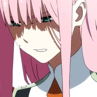 🙁 Zero Two Darling in the Franxx anime, pink hair, angry, zero two, darling in the franxx telegram sticker