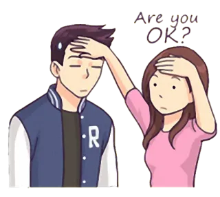 🤕 Are you OK? Desenho animado, Anime, Casal, Doente, Preocupado, Você está bem? telegram sticker