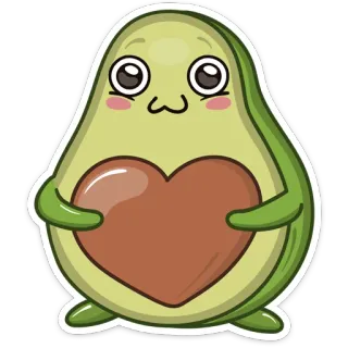 ❤️ Avocado, Herz, süß, kawaii, Essen, Obst, Aufkleber telegram sticker