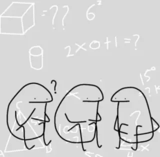 🤔 matemáticas, pregunta, pensamiento, dibujos animados, garabato whatsapp sticker