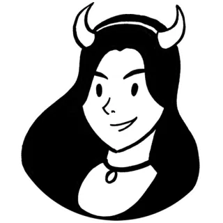 😈 diavolo, demone, corna, donna, femmina, cartone animato, disegno, halloween telegram sticker