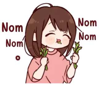 😋 Nom Nom กิน, งั่ม, น่ารัก, อนิเมะผู้หญิง, การ์ตูน telegram sticker