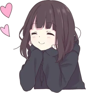 😍 chica anime, lindo, chibi, corazones, kawaii, dibujos animados telegram sticker