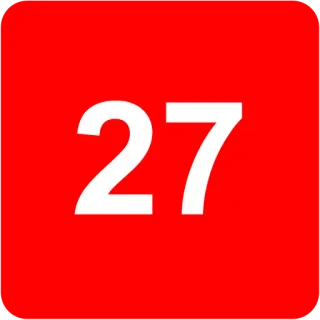 🟥 27 number, red, white telegram sticker