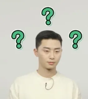 🥴 Park Seo-joon корейский актер, вопросительные знаки, в замешательстве, портрет, знаменитость, думающий telegram sticker