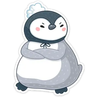 😠 pinguïn, schattig, cartoon, dier, winter, ingepakt, kawaii telegram sticker