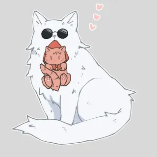 🐈 Katze, Tier, Kawaii, Süß, Haustier, Sonnenbrille, Herzen telegram sticker