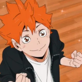 🧡 Hinata Shoyo Haikyuu!! อนิเมะ, ไฮคิว, ฮินาตะ โชโย, ผมสีส้ม, ยิ้ม, การ์ตูน, มีความสุข whatsapp sticker