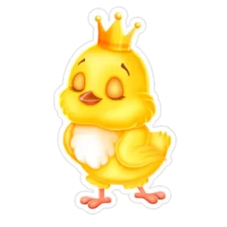 👸 курица, цыпленок, корона, милый, желтый, птица telegram sticker