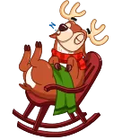 😴 กวางเรนเดียร์, คริสต์มาส, เก้าอี้โยก, ผ้าพันคอ, การ์ตูน, สัตว์ telegram sticker