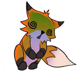 🤒 renard, dessin animé, animal, yeux spirale, mignon, étourdi whatsapp sticker