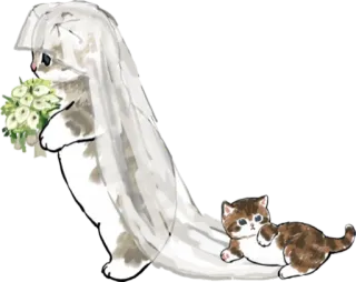 👰‍♀️ cat, kitten, bride, wedding, animal, cute telegram sticker
