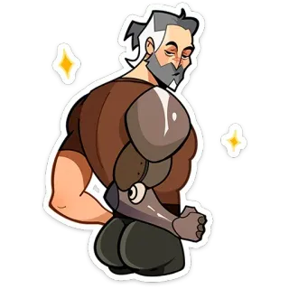 🍑 стикер, мужчина, сильный, мускулистый, мультик, персонаж telegram sticker