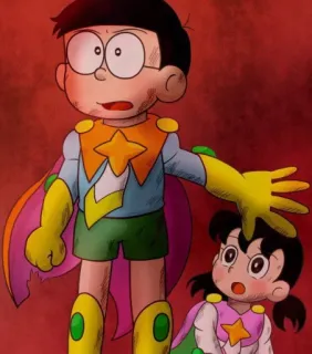 😦 Nobita Nobi Doraemon Anime, Cartoon, Superheld, Umhang, Nobita, Doraemon whatsapp sticker