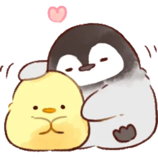 😘 pinguim, pintinho, coração, fofo, animal whatsapp sticker