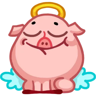 😇 babi, malaikat, imut, kartun, sayap, halo telegram sticker