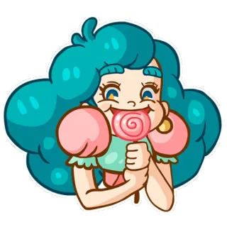 😏 dessin animé, sucette, fille, bonbon, sucré, personnage, illustration telegram sticker