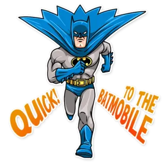 🏃 Batman QUICK! TO THE BATMOBILE batman, batmobile, comic book, superhero, cartoon telegram sticker
