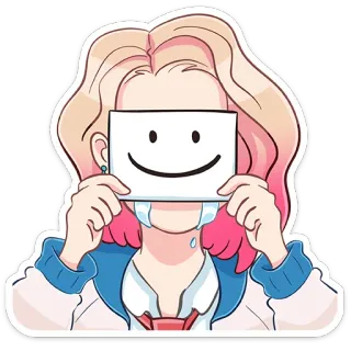 😊 kesedihan, emosional, kartun, karakter, topeng, menangis telegram sticker