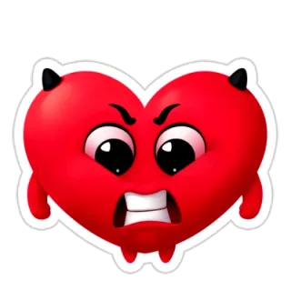 😡 心, 魔鬼, 生气, 邪恶, 卡通, 表情符号, 红色, 恶魔 telegram sticker