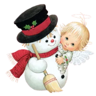 🙄 boneco de neve, anjo, inverno, natal, fofo, feriado, neve telegram sticker